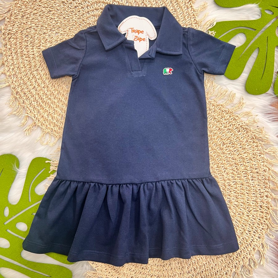 Vestido Urso Polar gola polo Marinho 